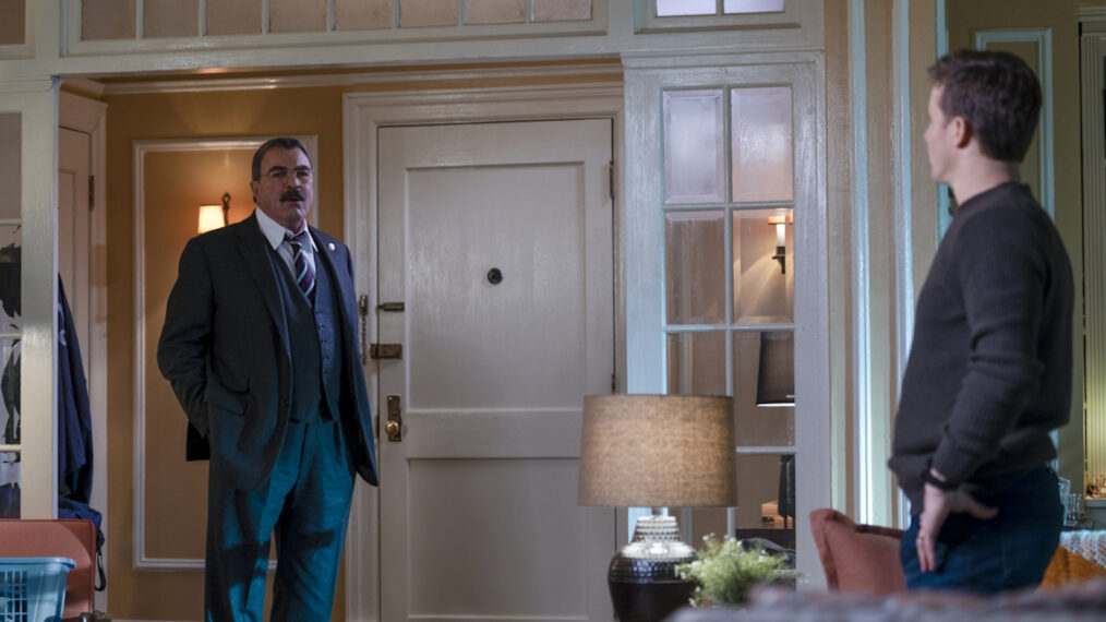 om Selleck as Frank Reagan and Will Estes as Jamie Reagan in Blue Bloods
