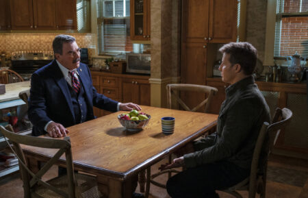 Tom Selleck as Frank Reagan and Will Estes as Jamie Reagan in Blue Bloods