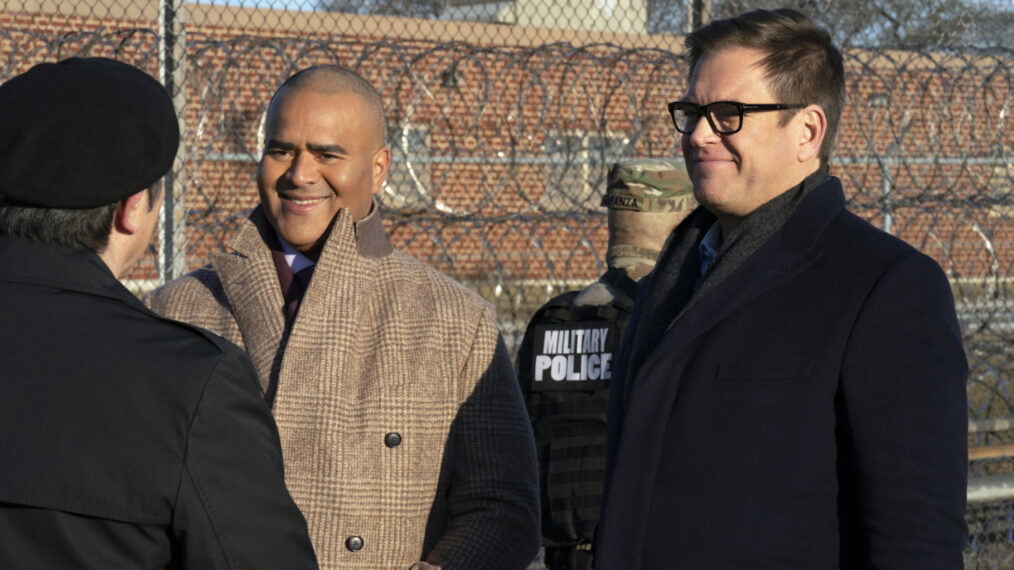 Chris Jackson as Chunk Palmer and Michael Weatherly as Dr. Jason Bull in Bull