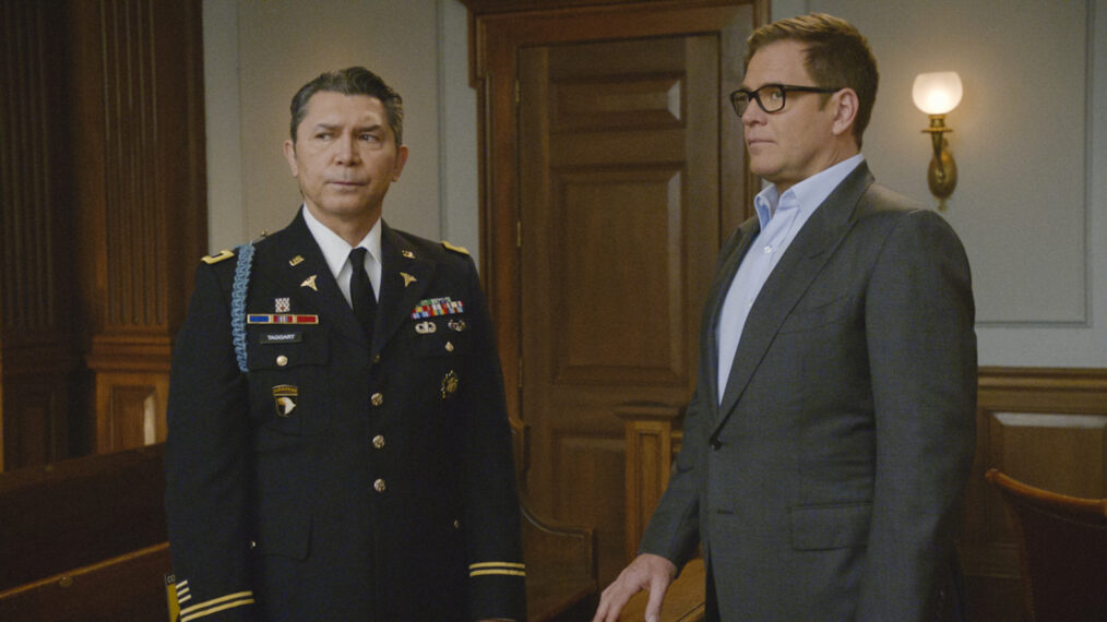 Lou Diamond Phillips as Colonel Victor Taggert and Michael Weatherly as Dr. Jason Bull in Bull