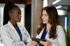 Skye P. Marshall as Dr. Lex Trulie and Sophia Bush as Dr. Sam Griffith in Good Sam
