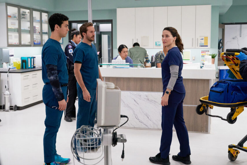 Davi Santos as Dr. Joey Costa, Michael Stahl-David as Dr. Caleb Tucker, Sophia Bush as Dr. Sam Griffith in Good Sam