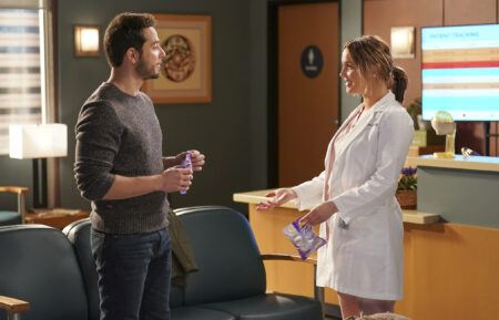 Skylar Astin as Todd, Camilla Luddington as Jo in Grey's Anatomy