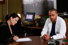 Neve Campbell as Dr. Lizzie Shepherd and Jesse Williams as Jackson Avery in Grey's Anatomy