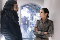Daveed Diggs as Layton and Jennifer Connelly as Melanie in Snowpiercer Season 2
