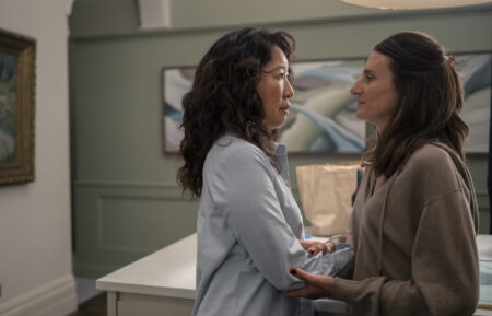 Sandra Oh as Eve Polastri and Camille Cottin as Helene in Killing Eve