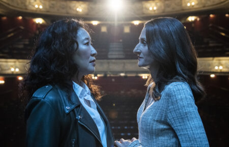 Sandra Oh as Eve Polastri and Camille Cottin as Helene in Killing Eve