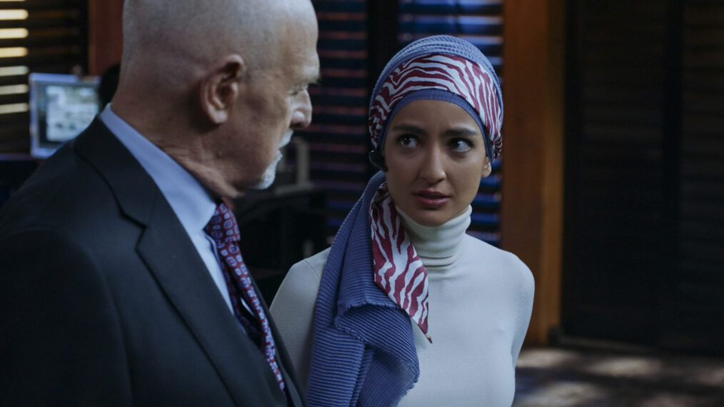 Gerald McRaney as Kilbride, Medalion Rahimi as Fatima on NCIS