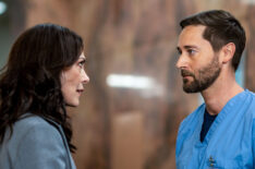 Michelle Forbes as Veronica Fuentes, Ryan Eggold as Dr. Max Goodwin in New Amsterdam