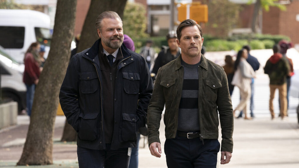 Tyler Labine as Dr. Iggy Frome, Mike Doyle as Martin McIntyre in New Amsterdam