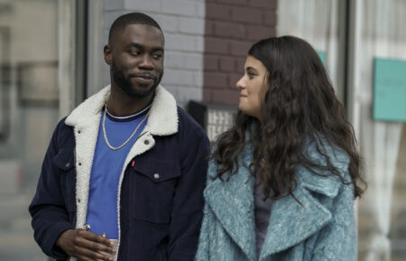 Garrick Bernard as James, Sofia Black-D'Elia as Sam in Single Drunk Female