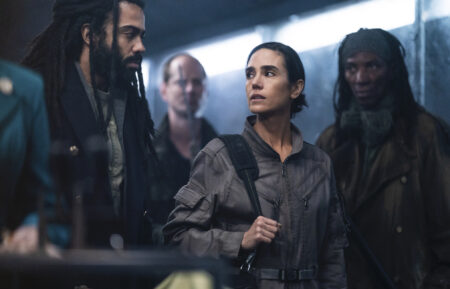 Daveed Diggs as Layton and Jennifer Connelly as Melanie in Snowpiercer - Season 2