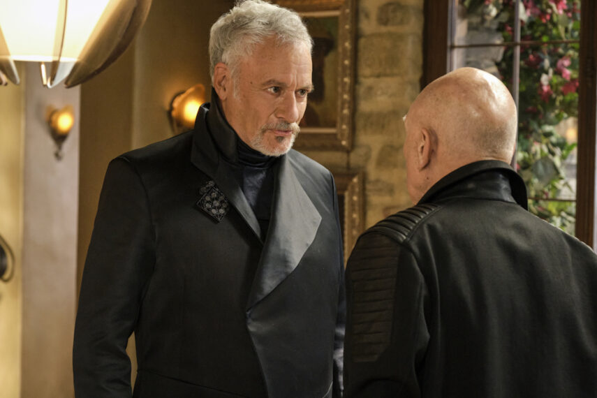 John de Lancie as Q, Patrick Stewart as Jean-Luc Picard in Star Trek Picard