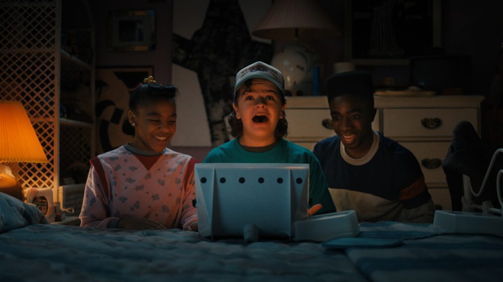 Stranger Things Season 4 Priah Ferguson, Gaten Matarazzo, and Caleb McLaughlin