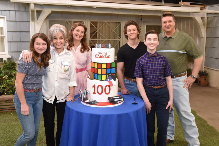 - Los Angeles, CA - 03/02/2022 - The cast of Warner Bros. Televisions `Young Sheldon` celebrated their 100th episode on set with Executive Producers Chuck Lorre, Steven Molaro and Steve Holland. The episode airs Thursday, March 31 at 8/7c on CBS. -PICTURED: Raegan Revord, Annie Potts, Zoe Perry, Montana Jordan, Ian Armitage, Lance Barber -PHOTO by: Michael Simon/startraksphoto.com -MS200700 Editorial - Rights Managed Image - Please contact www.startraksphoto.com for licensing fee Startraks Photo Startraks Photo New York, NY For licensing please call 212-414-9464 or email sales@startraksphoto.com Image may not be published in any way that is or might be deemed defamatory, libelous, pornographic, or obscene. Please consult our sales department for any clarification or question you may have Startraks Photo reserves the right to pursue unauthorized users of this image. If you violate our intellectual property you may be liable for actual damages, loss of income, and profits you derive from the use of this image, and where appropriate, the cost of collection and/or statutory damages