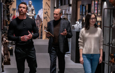 Rob McElhenney, F. Murray Abraham and Charlotte Nicdao in “Mythic Quest” Season 2