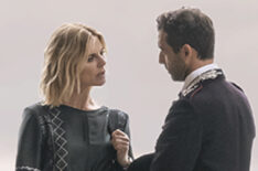 Emilia Fox as Sylvia Fox and Giovanni Cirfiera as Giovanni Riva and in 'Signora Volpe'