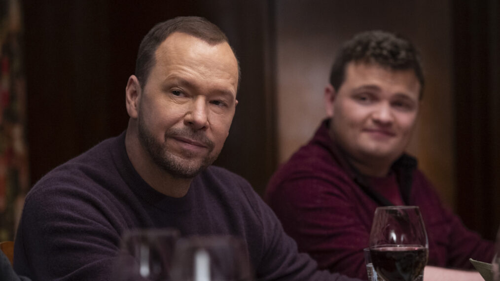 Donnie Wahlberg as Danny Reagan and Andrew Terraciano as Sean Reagan in Blue Bloods