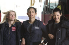 Kara Killmer as Sylvie Brett, Miranda Rae Mayo as Stella Kidd, Hanako Greensmith as Violet in Chicago Fire - Season 10