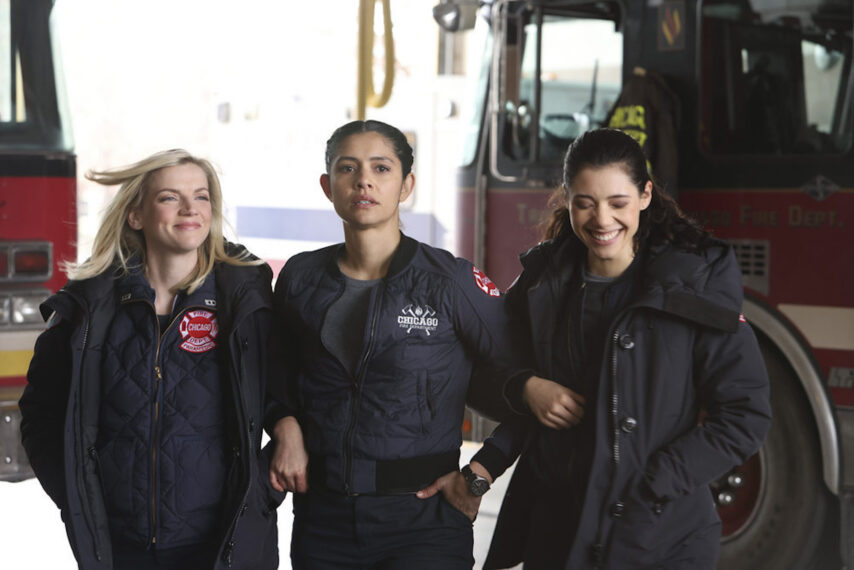 Kara Kilmer as Sylvie Brett, Miranda Rae Mayo as Stella Kidd, Hanako Greensmith as Violet in Chicago Fire