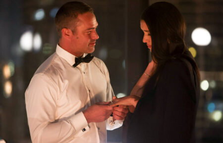 Taylor Kinney as Kelly Severide, Miranda Rae Mayo as Stella Kidd in Chicago Fire - Season 10