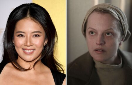 Christine Ko (L) and Elisabeth Moss in 'The Handmaid's Tale' Season 4 (R)