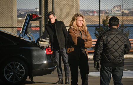 John Boyd as Special Agent Stuart Scola and Shantel VanSanten as Nina Chase in FBI