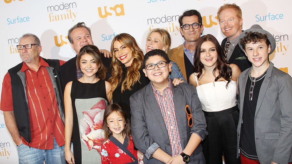 Ed O'Neill, Sarah Hyland, Eric Stonestreet, Sofia Vergara, Julie Bowen, Aubrey Anderson-Emmons, Rico Rodriguez, Ty Burrell, Ariel Winter, Nolan Gould and Jesse Tyler Ferguson arrive at USA Network Hosts 