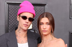 Justin Bieber and Hailey Bieber at the Grammys 2022