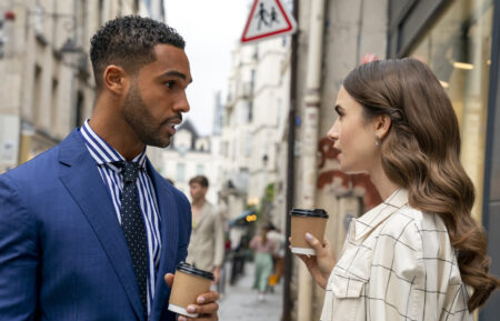 Lucien Laviscount and Lily Collins in Emily in Paris