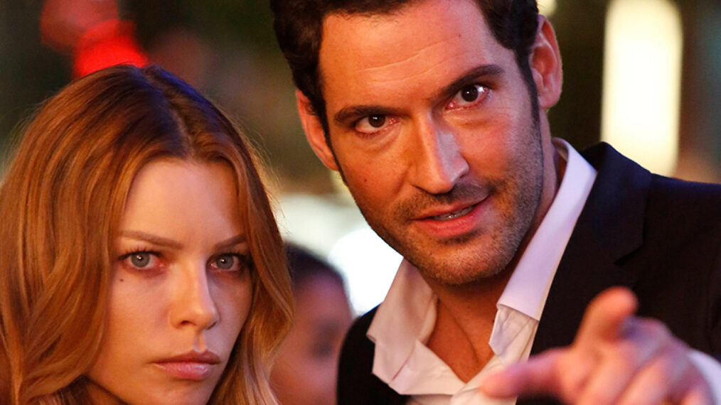 Lauren German as Chloe, Tom Ellis as Lucifer in Lucifer