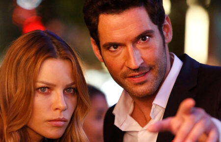 Lauren German as Chloe, Tom Ellis as Lucifer in Lucifer