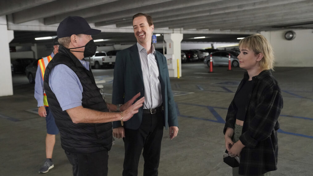 Michael Zinberg, Sean Murray, and Cay Ryan Murray on the NCIS set