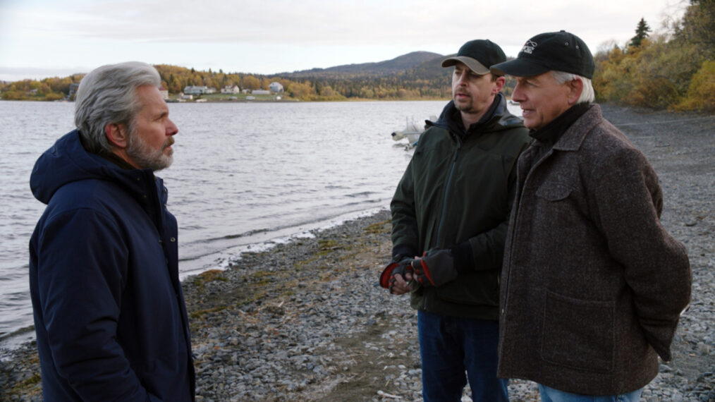 Gary Cole as FBI Special Agent Alden Parker, Mark Harmon as NCIS Special Agent Leroy Jethro Gibbs, Sean Murray as NCIS Special Agent Timothy McGee in NCIS