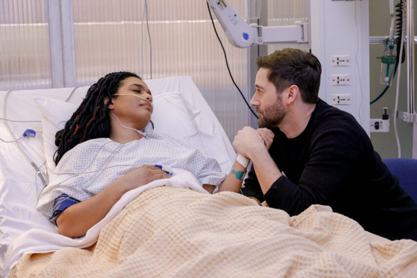 Freema Agyeman as Dr. Helen Sharpe, Ryan Eggold as Dr. Max Goodwin in New Amsterdam