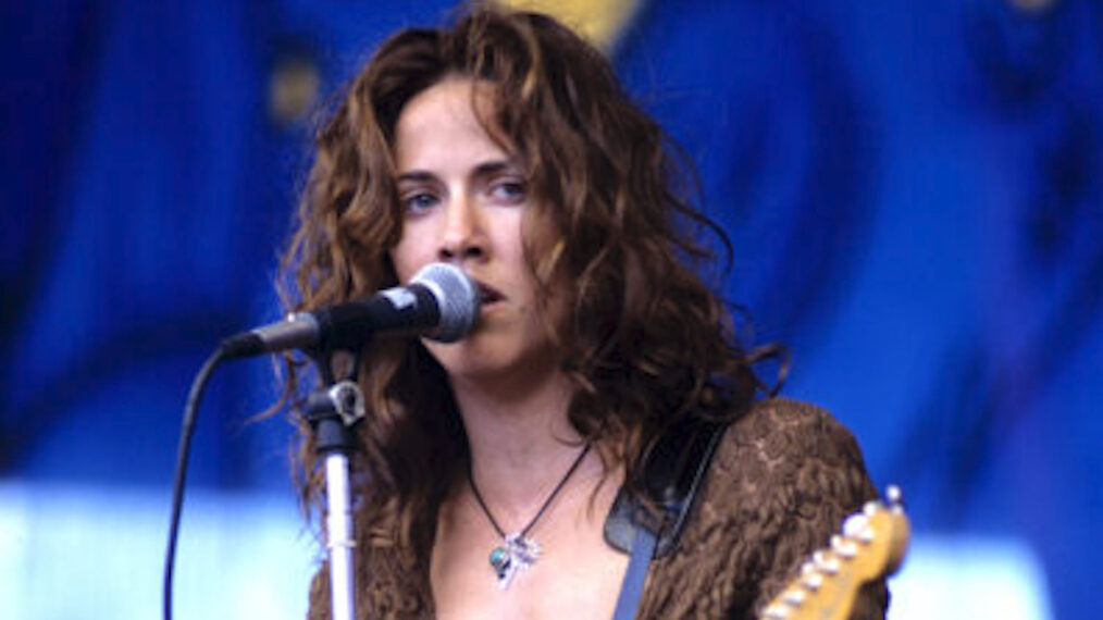 Sheryl Crow performs as part of the Horde Festival 1994 at Shoreline Amphitheatre on July 31, 1994 in Mountain View California.