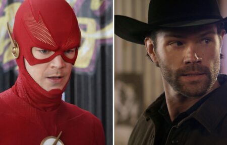 Grant Gustin as The Flash, Jared Padalecki as Walker