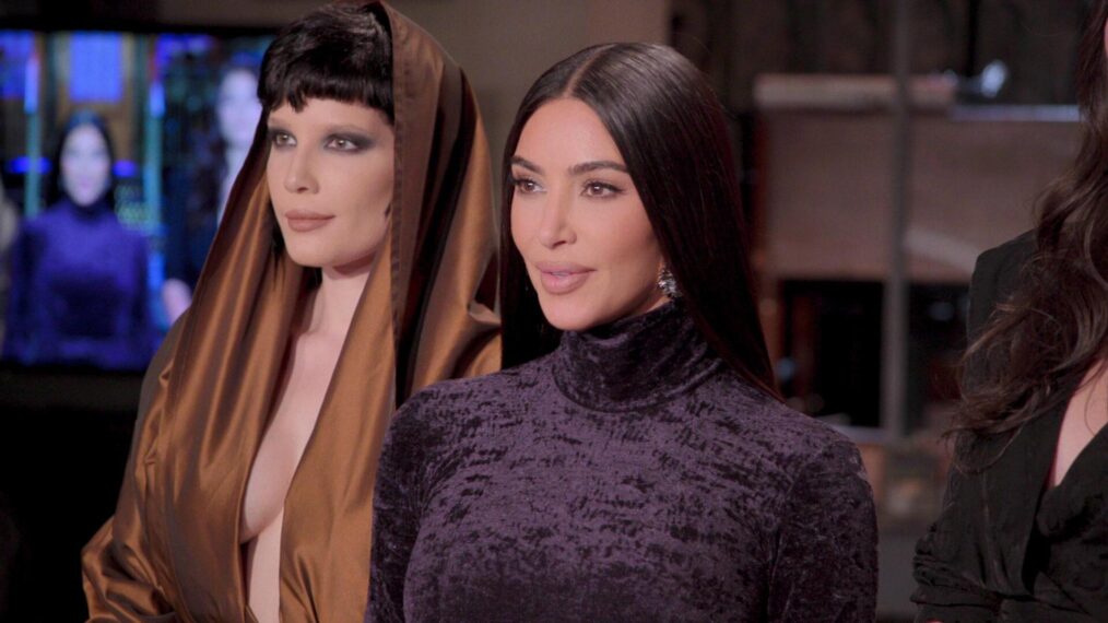 Kim Kardashian on set of 'SNL' with Halsey in 'The Kardashians' on Hulu