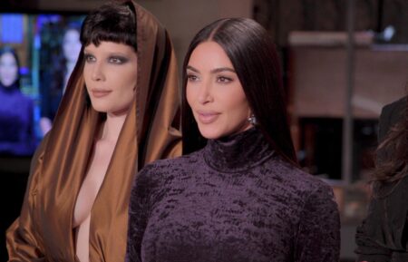 Kim Kardashian on set of 'SNL' with Halsey in 'The Kardashians' on Hulu