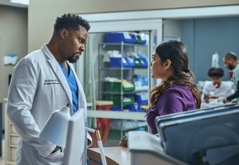 Malcolm-Jamal Warner as AJ, Anuja Joshi as Leela in The Resident