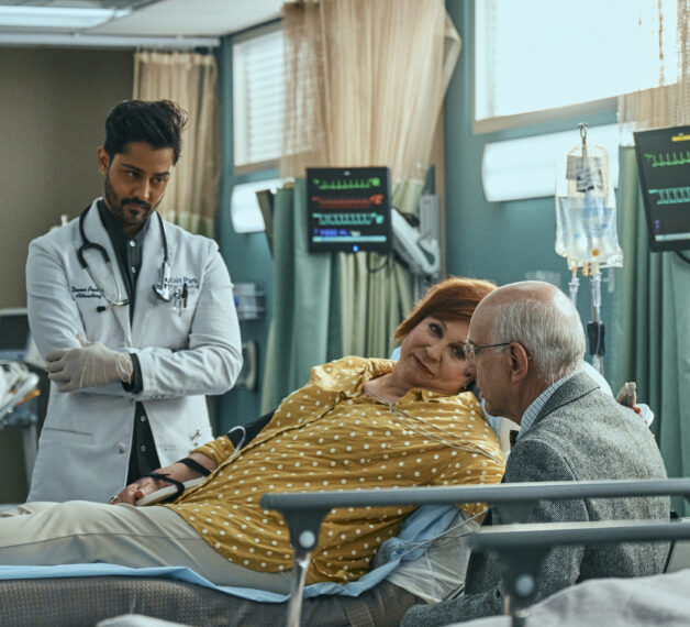 Manish Dayal, Vicki Lawrence and George Wyner in The Resident