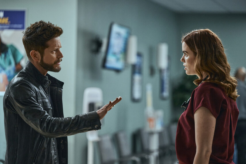 Matt Czuchry as Conrad, Kaley Ronayne as Cade in The Resident