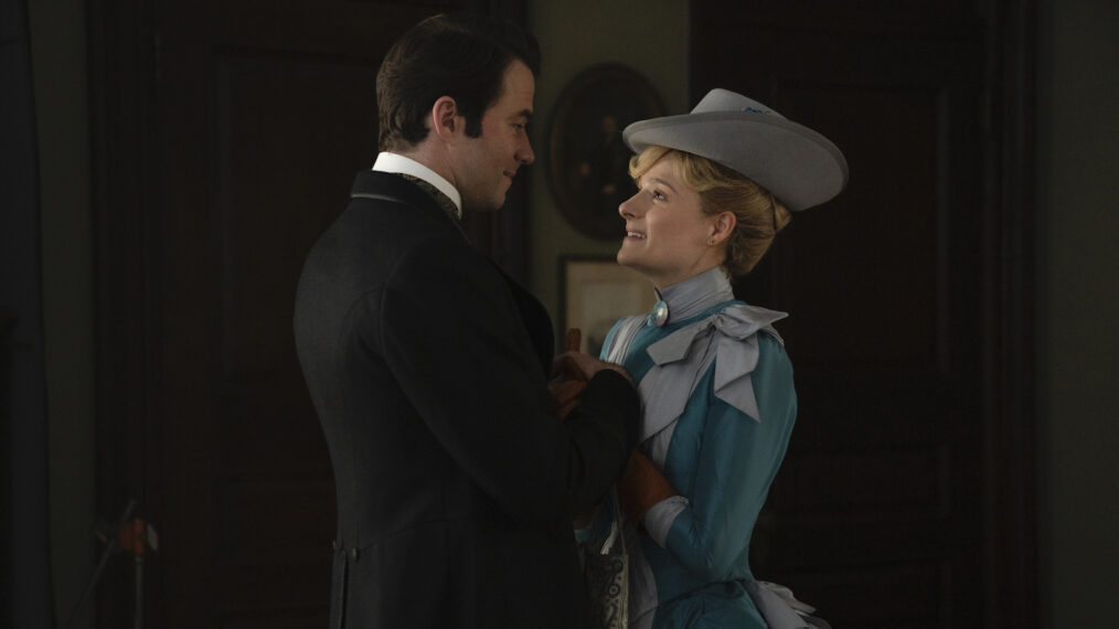 Thomas Cocquerel and Louisa Jacobson in The Gilded - Age Season 1