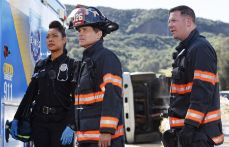 Gina Torres, Rob Lowe and Jim Parrack in 9-1-1 Lone Star