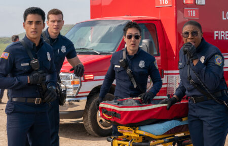 Anirudh Pisharody, Oliver Stark, Kenneth Choi and Aisha Hinds in 9-1-1