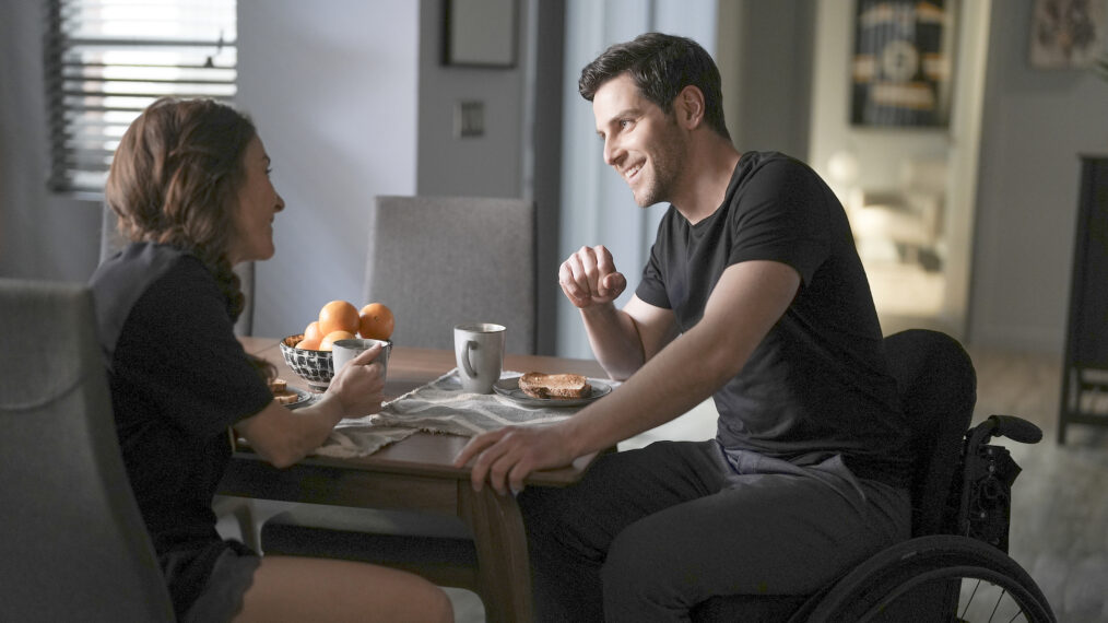 Erin Karpluk as Anna, David Giuntoli as Eddie in A Million Little Things