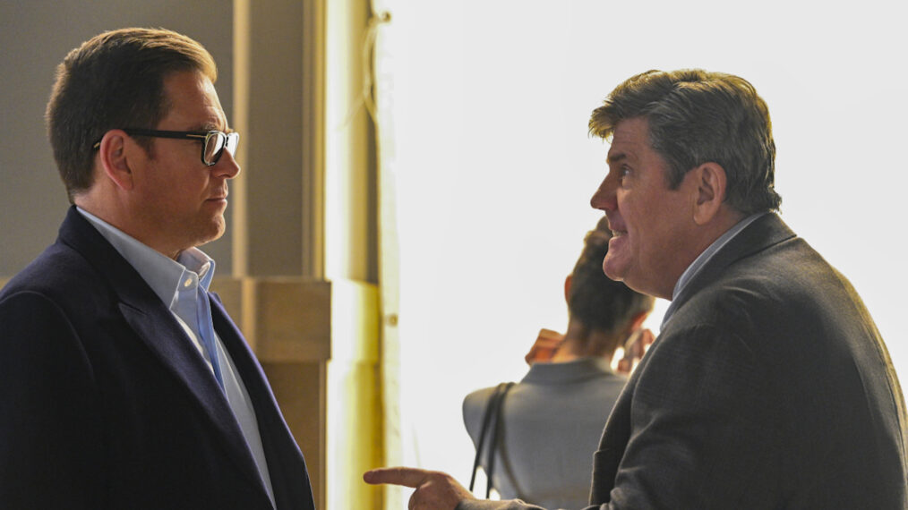 Michael Weatherly as Dr. Jason Bull and Rod McLachlan as Ed Wilson in Bull