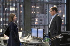 MacKenzie Meehan as Taylor Rentzel and Michael Weatherly as Dr. Jason Bull in Bull