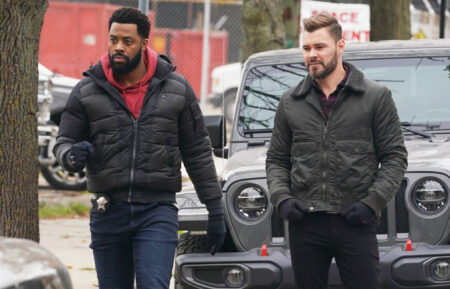 LaRoyce Hawkins as Kevin Atwater, Patrick John Flueger as Adam Ruzek in Chicago PD