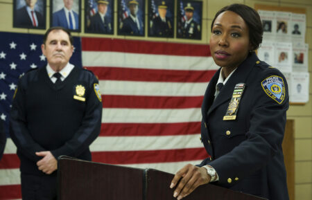 Richard Kind as Captain Stan Yenko and Amanda Warren as Regina Haywood in East New York